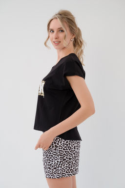 Пижама женская из футболки и шорт из кулирки Сафари белый - Амадэль фото 10