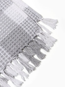 Плед вафельный «Этель. Клетка», 220×240 см, хлопок 100%, светло-серый