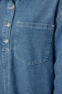 Mavi Dikis Detayl? Mini Denim Gomlek Elbise TWOAW25EL00347 - Trendyolmilla фото 4