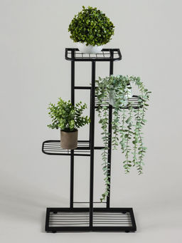 Подставка для цветов Greengo, 4 полки, 43×22×82 см, напольная, металл, чёрная