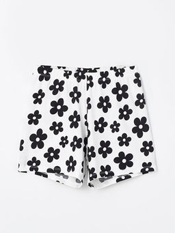Beli Lastikli ?i?ekli K?z ?ocuk Pijama ?ort