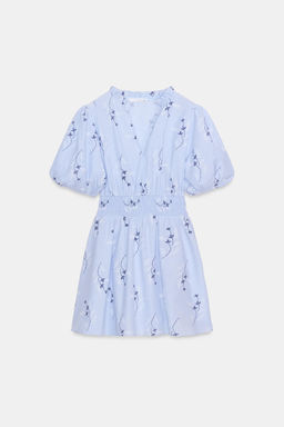 VESTIDO ESTAMPADO BORDADOS ENGOMADOS / Azul / Blanco - Zara фото 6