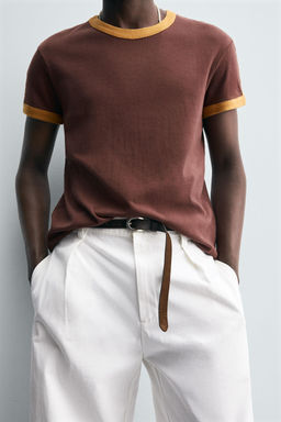 CONTRAST STRIPE T-SHIRT - Zara фото 7