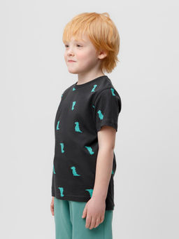 КР 301984/черное дерево,зеленые динозавры фуфайка (футболка) для мал