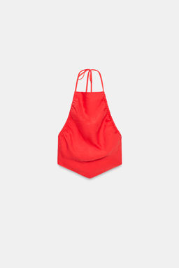 TOP HALTER FRUNCES / Rojo / Coral - Zara фото 4