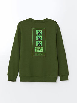 Bisiklet Yaka Minecraft Bask?l? Erkek ?ocuk Sweatshirt - Waikiki фото 2