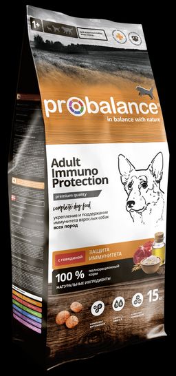 Корм для взрослых собак ProBalance Immuno Adult с говядиной, 15 кг