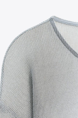 METALLIC THREAD BATWING SLEEVE TOP - Zara фото 6