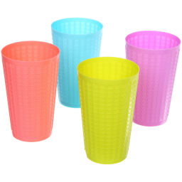 Цена за 2 шт. Стакан пластиковый 500мл "Плетение" в наборе 4шт, микс цветов