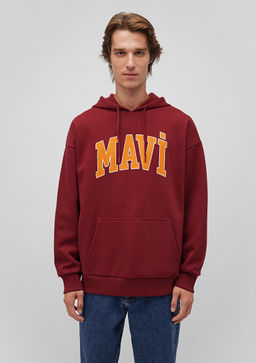 Mavi Logo Bask?l? Bordo Kapusonlu Sweatshirt  фото 3