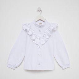 Блузка для девочки MINAKU: Cotton collection, белая, рост 128 см