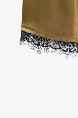 SATIN BERMUDA SHORTS WITH LACE TRIM - Zara фото 10