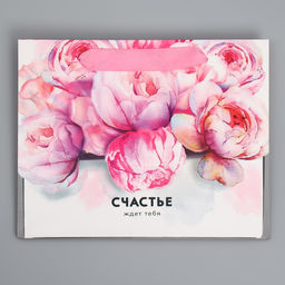 Цена за 2 шт. Пакет подарочный ламинированный, упаковка, Счастье ждёт тебя 22?17.5?8 см