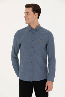 Мужская базовая рубашка цвета индиго с длинным рукавом Неожиданная скидка в корзине - U.s. polo assn фото 3