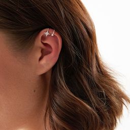 Серебряный кафф со звездой и фианитами