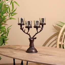 Подсвечник на 4 свечи Олень, 26?13?30 см, алюминий