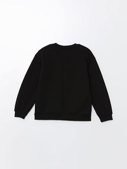 Bisiklet Yaka Minnie Mouse Bask?l? K?z ?ocuk Kal?n Sweatshirt