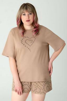 Арт. 9163 Пижама с шортами 50-58 (5 шт) Цвет:коричневый