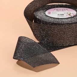 Лента парчовая, 40 мм, 23 1 м, цвет чёрный №029 - Арт узор фото 5