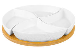 Менажница 25*25*6 см Снежинки крутящ. 4 секции на дерев. подставке - Elan gallery фото 13