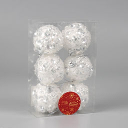 Ёлочные игрушки Альваро, шары новогодние, d=6 см, набор 6 шт., пайетки, белый - Зимнее волшебство фото 2