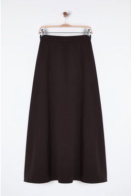 Kahverengi Volanl? Maxi Denim Etek TWOSS25ET00005