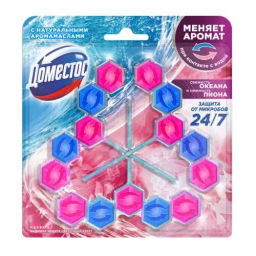 ДОМЕСТОС блок д/очищения унитаза 3х50гр Свежесть океана и нежность пиона