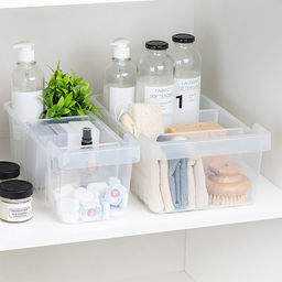 Контейнер для хранения пластмассовый "Cypress" 5л, 14,5х38х14см, 2 разделителя, с ручкой, прозрачный (Россия)