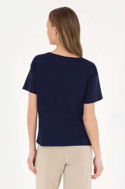 Женская темно-синяя футболка с круглым вырезом - U.s. polo assn фото 12