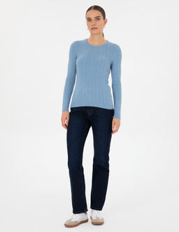 A__k Mavi Extra Slim Fit _rg_ Desenli Kazak