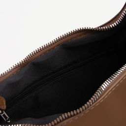 Сумка женская багет на молнии, 26×7×13 см, тёмно-коричневая