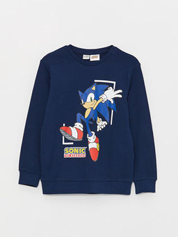 Bisiklet Yaka Sonic Bask?l? Uzun Kollu Erkek ?ocuk Ti??rt