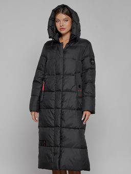 Пальто утепленное с капюшоном зимнее женское черного цвета 52109Ch - Mtforce фото 5