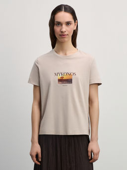 Футболка прямого кроя с принтом / Zarina  фото 3