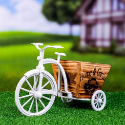 Декоративное кашпо для цветов «Велосипед Home & Garden», 26×12×18 см, дерево, пластик, белое