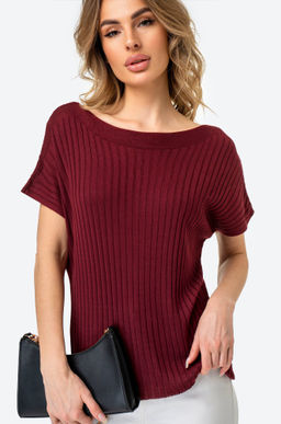 Женский джемпер с коротким рукавом в рубчик Happy Fox  фото 16