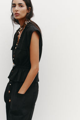 SAFARI TOP WITH BELT IN A LINEN BLEND - Zara фото 3