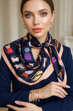 K13595 Платок (60/60 шелк искусственный) МУЛЬТИЦВЕТ_14