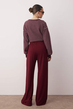 Bordo Premium Yumusak Kumasl? Cepli Wideleg/Rahat Kesim Orme Esofman Alt? Pantolon TWOAW24EA00012