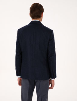 Lacivert Slim Fit Y_n _pek Kar___ml_ Ceket