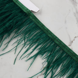 Перья страуса декоративные, на ленте, 8-10 см, 5±0.5 м, зелёные
