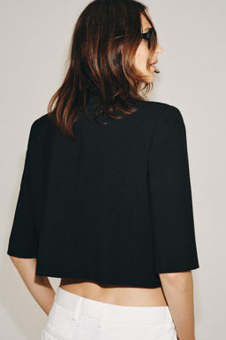 BLAZER CROPPED MANGA CORTA ZW COLLECTION / Negro - Zara фото 3