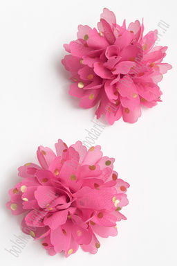 Цветочек шифоновый в горошек 9 см (20 шт) SF-5924, фукси №42