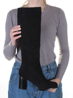 02-K83-B1 BLACK Сапоги зимние женские (натуральная замша, натуральный мех (евромех))