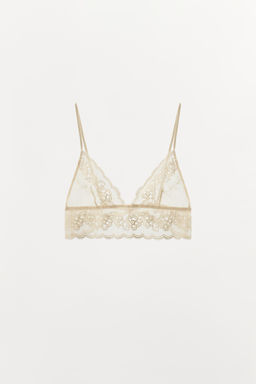 SUJETADOR TRIANGULAR MESH ENCAJE / Crudo - Zara фото 4