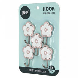 Крючок на липучке Ромашка металлический с пластмассовым основанием, 5 штук 4х5,6х2см, в блистере, цвета в ассортименте: желтый, сиреневый, мятный (Китай) - Домашняя мода фото 3