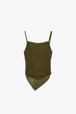 SEMI-SHEER TEXTURED ASYMMETRIC TOP - Zara фото 7
