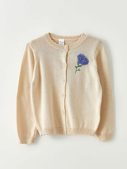 Bisiklet Yaka Uzun Kollu Nak?? Detayl? K?z Bebek Triko H?rka