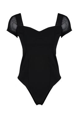 Siyah Fitted/Vucuda Oturan Tul Detayl? Krep Esnek Orme Body TWOSS23BD00072