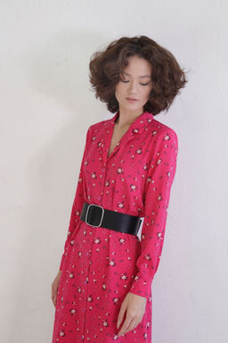 11038 Платье-рубашка с английским воротником малиновое - Martichelli фото 18